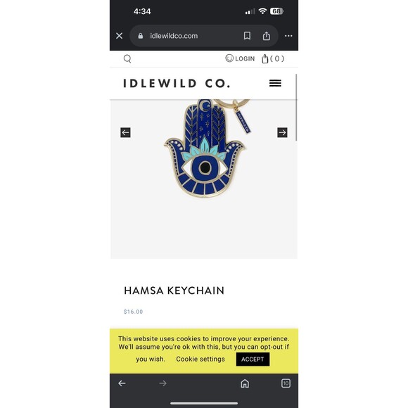 Idlewild Co Keychain Hamsa Keychain Eye Brass Enamel Polished - Picture 4 of 4